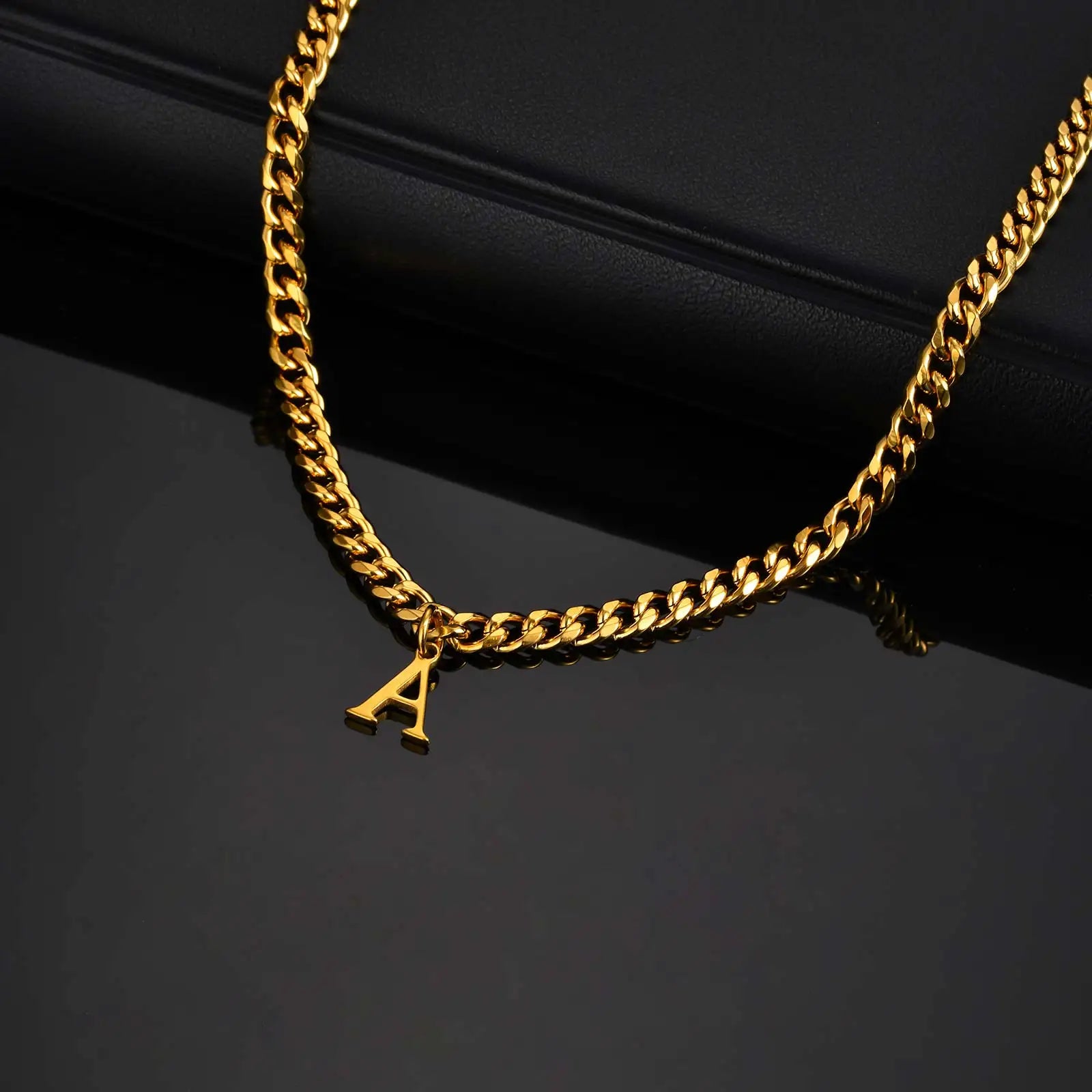 Vnox Men's Thick 5mm Wide Chain 26 Letters Pendant Necklace Punk Hip Hop Gold Color Jewelry On Neck Boys Cool Wear