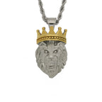 hip hop Lion crown Pendant Necklace For Men Gold color 316L Stainless Steel Jewelry