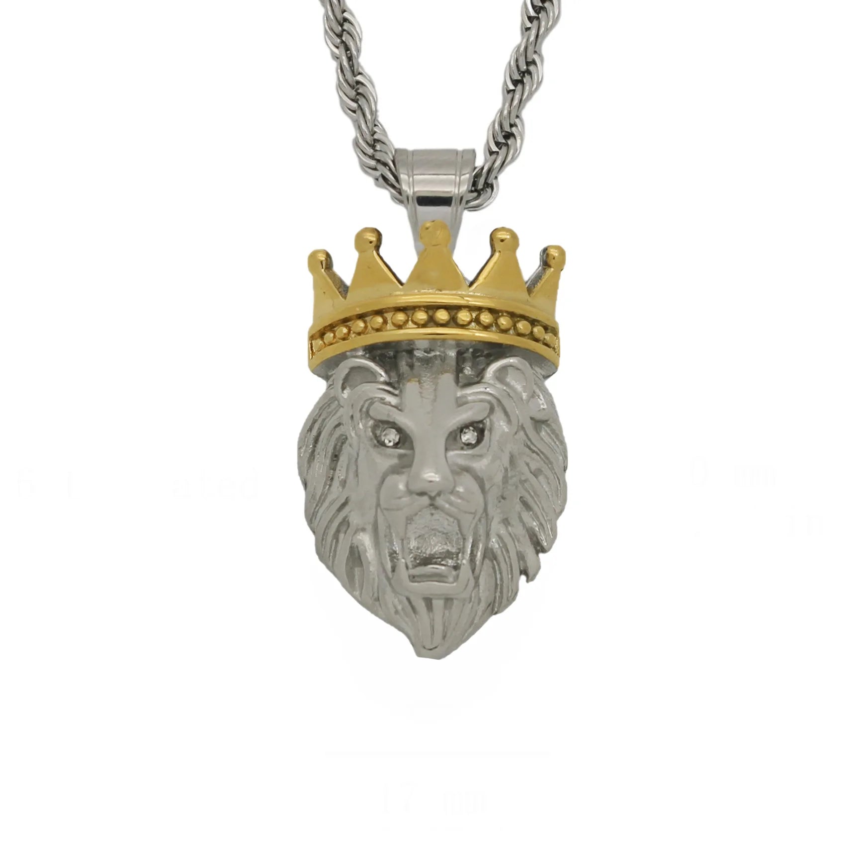 hip hop Lion crown Pendant Necklace For Men Gold color 316L Stainless Steel Jewelry