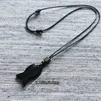Vintage Natural Black Obsidian Fish‑Shaped Pendant Necklace for Men, Ideal for Fishing Enthusiasts, Valentine’s Day Gift
