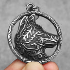 Wolf Head Carving Pendant Necklace Stainless Steel