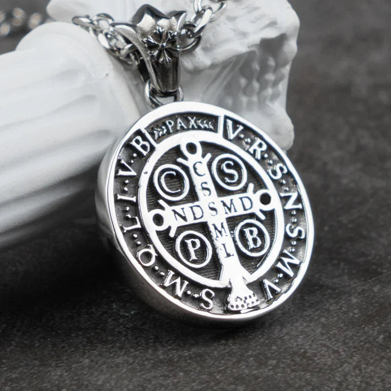Titanium Saint Benedict Exorcist Pendant Necklace
