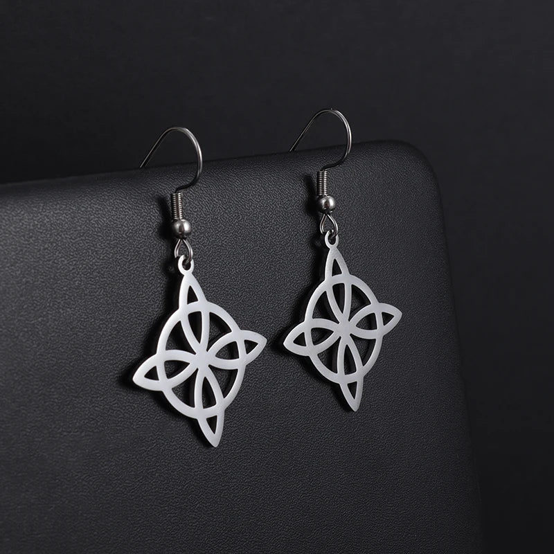Witchcraft Witch Knot Necklace Irish Trinity Knot Triple Spiral Pendant Stainless Steel Ankh Cross Pentagram Amulet Jewelry