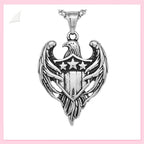 Double Wings Eagle Shield Pendant — Stainless Steel