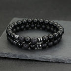 10 Styles 2Pcs Men Bracelet Set 8mm Tiger Eyes Malachite Obsidian Hematite Stone Positive Energy Healing Strand Braslet Homme