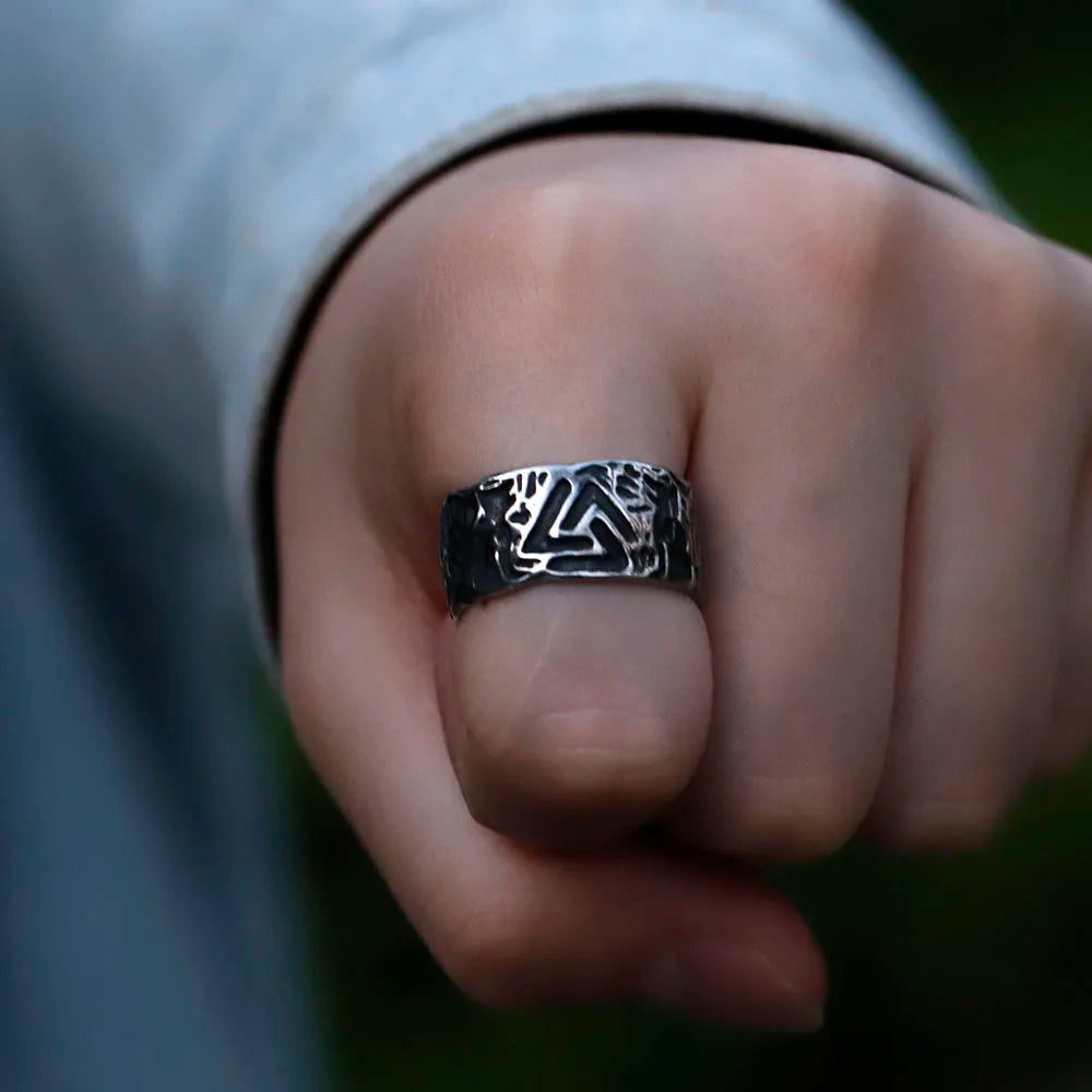Viking Norse Valknut Amulet Ring — Stainless Steel