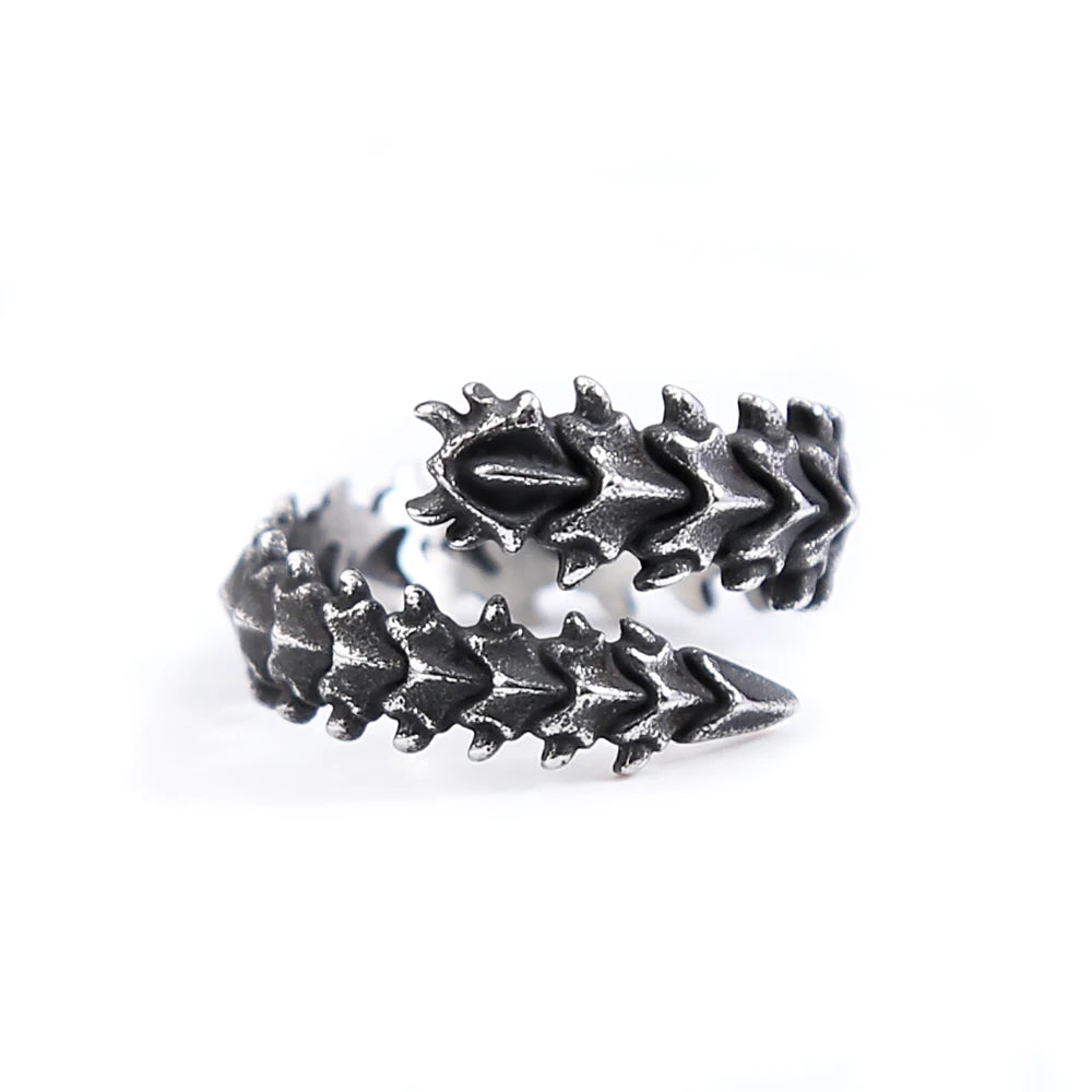 Fashion Punk Stainless Steel Fire Dragon Rings For Men Women Hip Hop Biker Vintage Vikings Animal Ring Amulet Jewelry