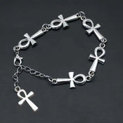 New Victorian Gothic Silver Color Egyptian Ankh Cross Symbol Chain Bracelets for Men Women Life Symbol Charm Punk