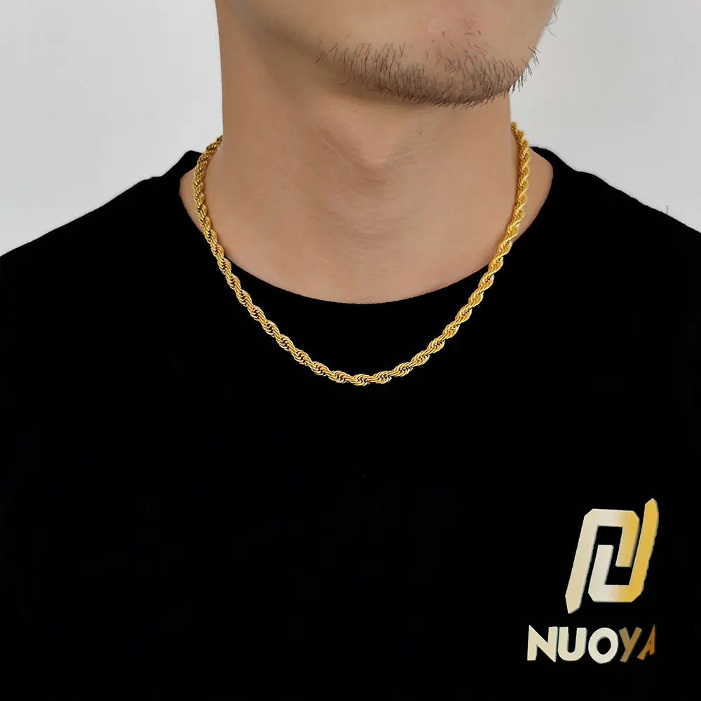 Two-Tone 925 Silver Rope Chain Necklace 3/5MM PVD