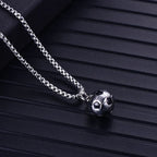 Football Pendant Box Chain Necklace — Stainless Steel