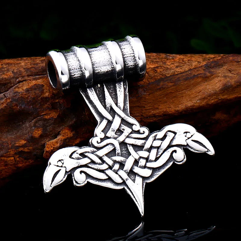 BEIER thor's hammer mjolnir pendant necklace viking scandinavian norse viking necklace with stainless steel chain