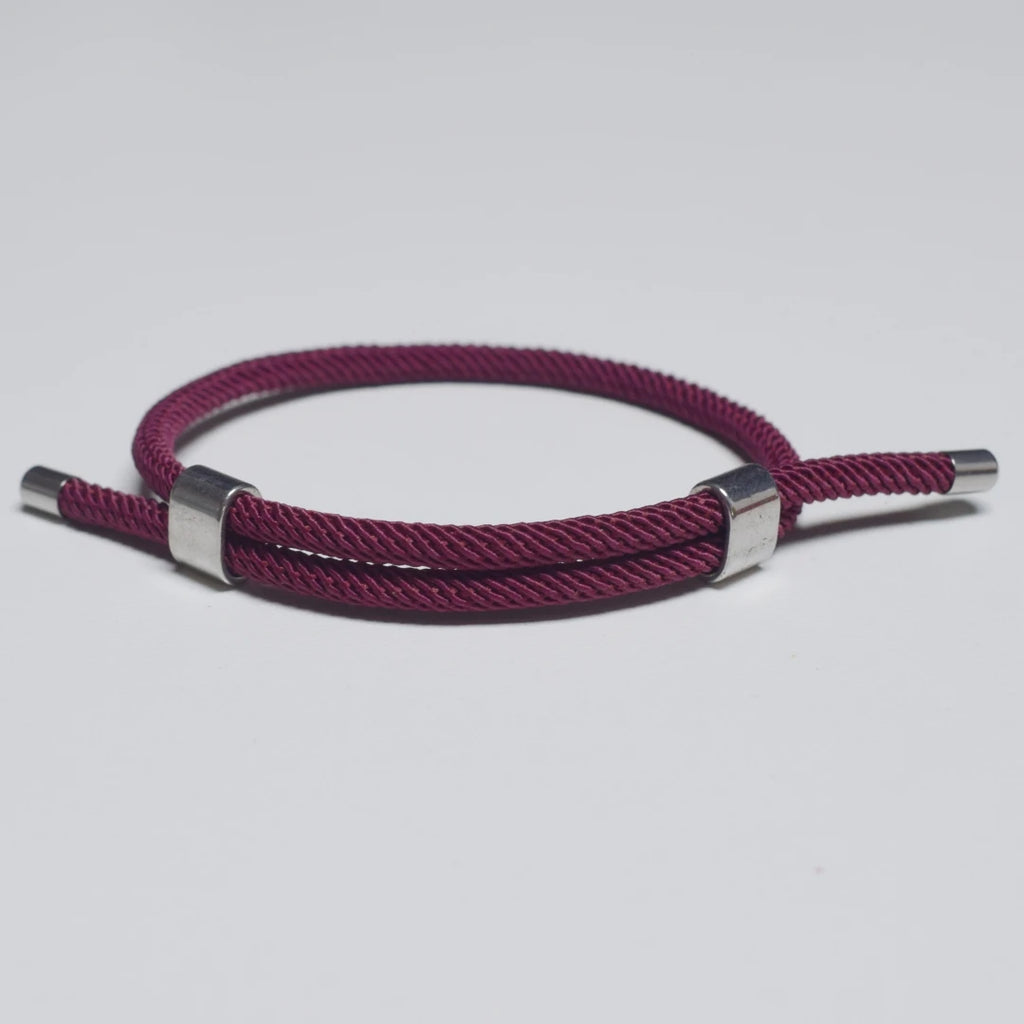 Adjustable Woven Cord Bracelet — Stainless Steel Sliding Clasp