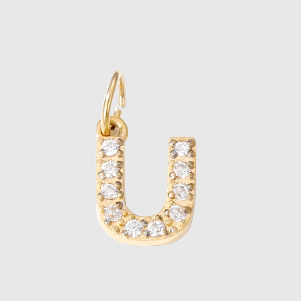 Letter Charm Pendant Necklace — Gold Iced
