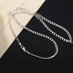 Men's 925 Sterling Silver Necklace 2/4/6/8/10/12MM 40-75cm Face Chain Necklace Lobster Clasp Men And Women Engagement