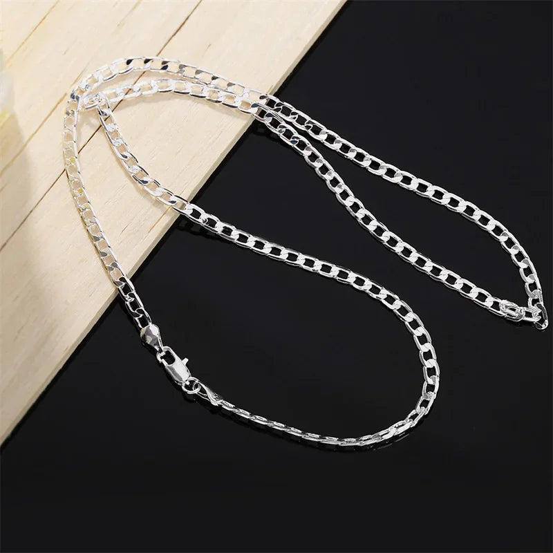 Men's 925 Sterling Silver Necklace 2/4/6/8/10/12MM 40-75cm Face Chain Necklace Lobster Clasp Men And Women Engagement