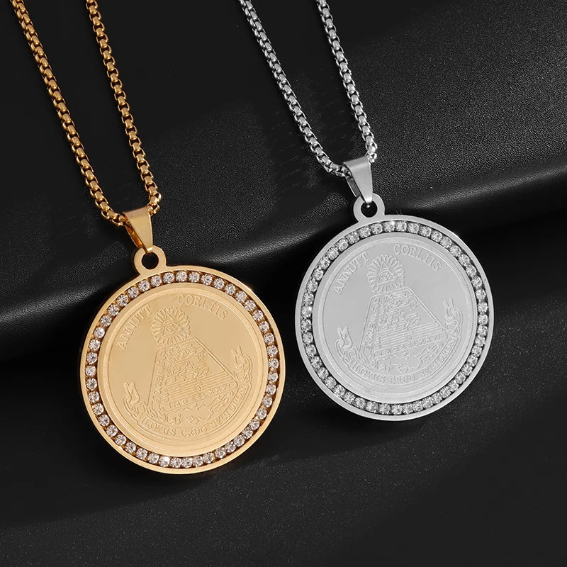 Pyramid Eye of God Pendant Necklace — Zircon, Stainless Steel