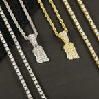 Iced Out Jesus Pendant Rope Tennis Set