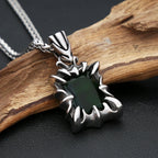 Stone Pendant Necklace Black — Stainless Steel