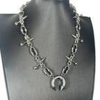 Punk Grunge Goth Rivet Spike Clavicle Chain Necklace