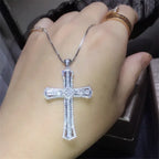 14K White Gold Lab Diamond Cross Pendant Party Wedding Pendants Necklace for Women Men Anniversary Jewelry Gift