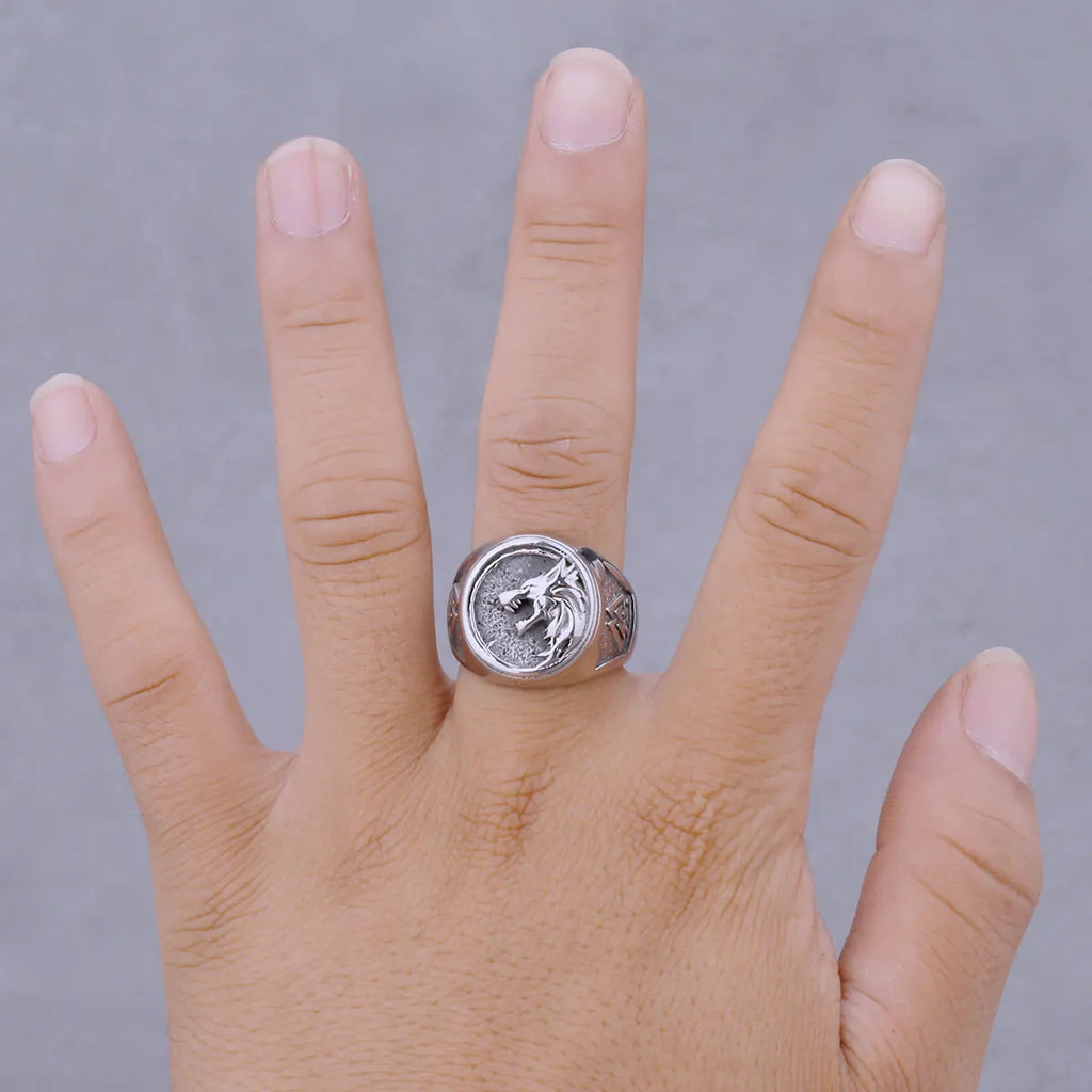 Viking Wolf Head Hunter Ring — Two-Tone, Stainless Steel