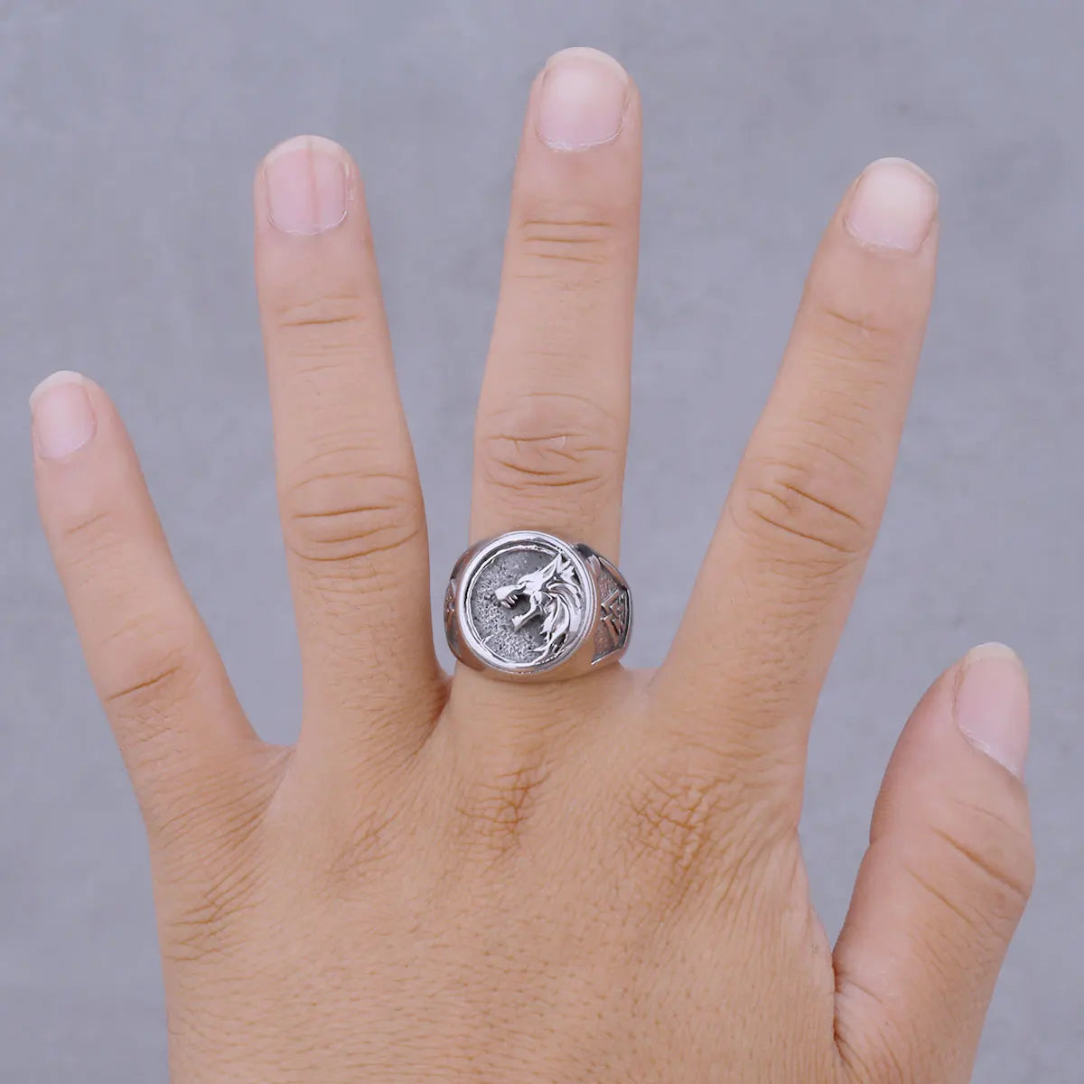 Viking Wolf Head Hunter Ring — Two-Tone, Stainless Steel