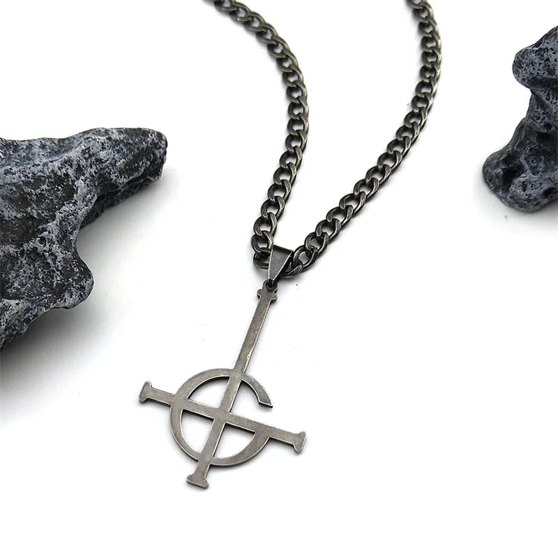 Cross Black Pendant Necklace — Stainless Steel