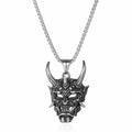 Two-Tone Horn Mask Pendant Necklace Statement
