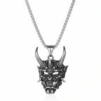 Two-Tone Horn Mask Pendant Necklace Statement