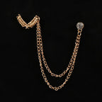 Vintage Double Chain Tassel Brooch — Lapel Pin Suit Badge