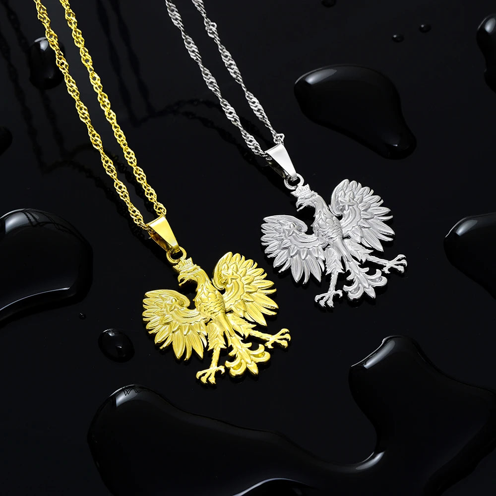 Poland Eagle Badge Pendant — Two-Tone