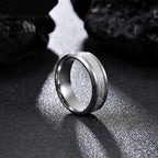 Rime Textured Inlay Beveled Edge Ring — Stainless Steel