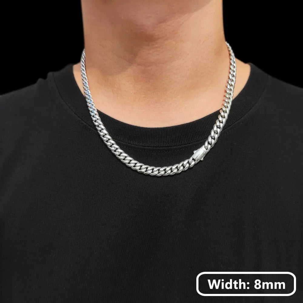 Stainless Steel Cuban Chain Necklace Miami 8/10/12MM