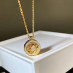 Luxurious 9999 24K real gold ancient gold rotating compass pendant necklace for men and women in retro style