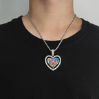 Iced Out Heart Photo Pendant Necklace