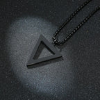 Black Triangle Pendant Necklace — Stainless