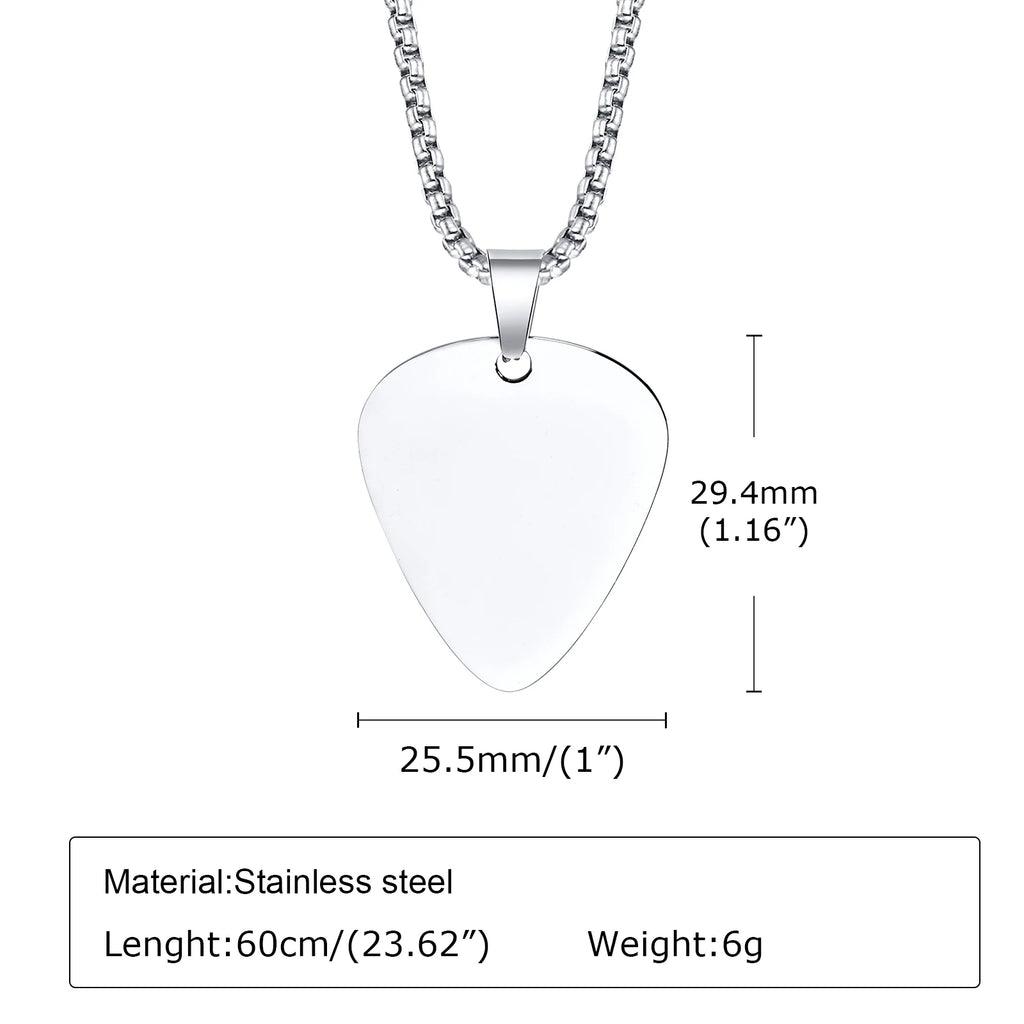 Guitar Pick Pendant Necklace — Stainless Steel