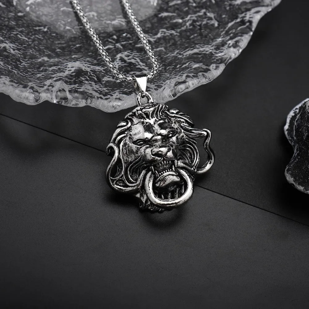 Vintage Terror Lion Head Pendant — Stainless Steel