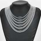 Cuban Link Chains Stainless Steel Classic Men Boy Curb Chunky Silver Color Necklace 3.6mm to 11mm 14 to 30 Inches
