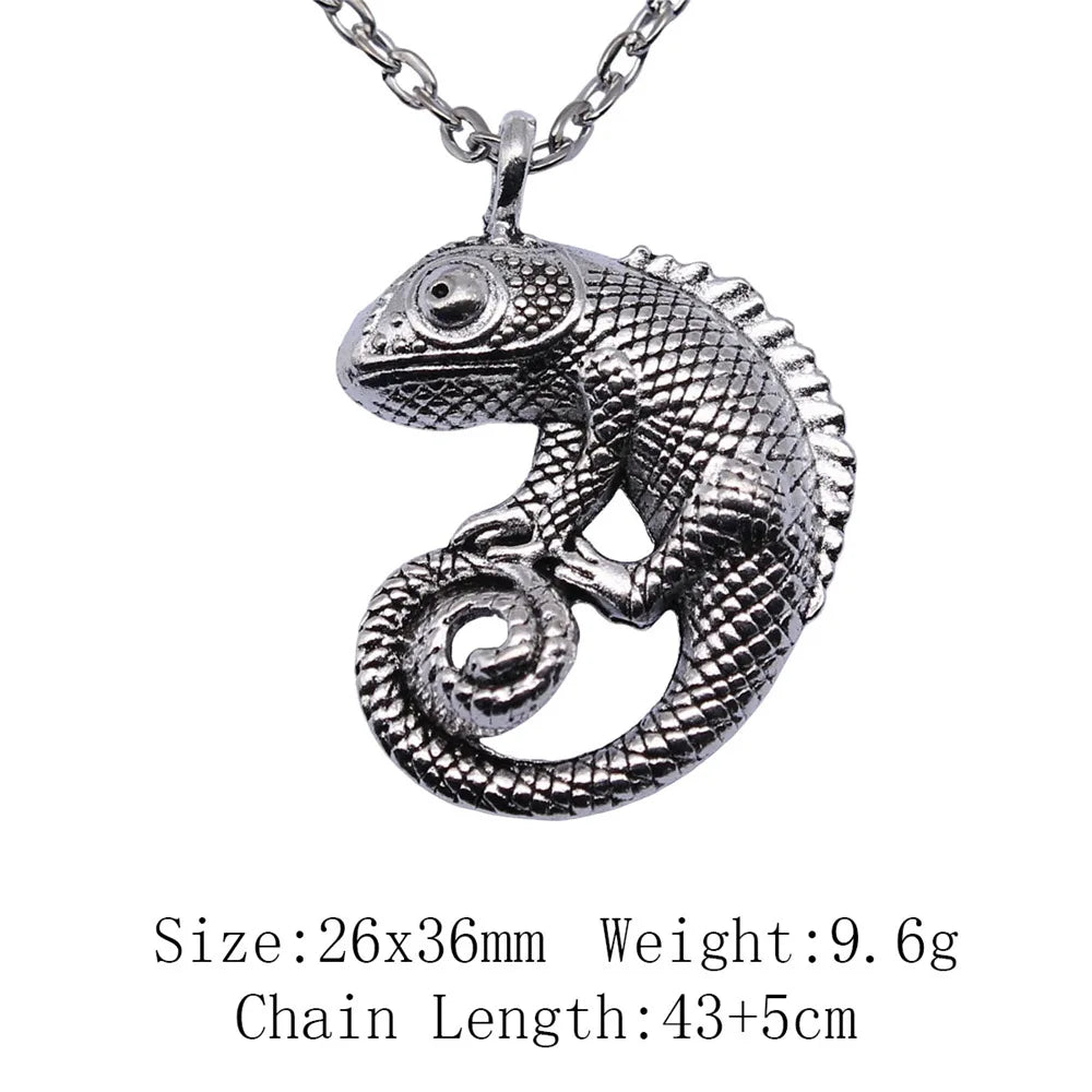 Cold Blooded Reptile Lizard Gecko Chameleon Pendant Necklace For Women Men