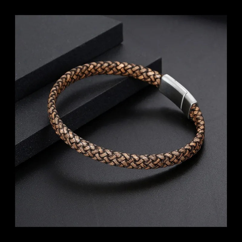 Leather Bracelet — Stainless Steel