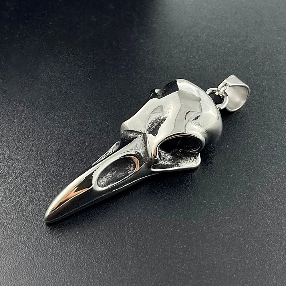 Retro Viking Raven Skull Pendant Necklace for Men Women 316L Stainless Steel Crow Skull Necklaces Fashion Jewelry Gift Wholesale