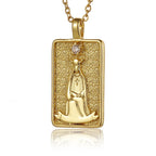 22 Style Classic Tarot Card Pendant Necklace Double Sided Zircon Tarot Necklace Major Arcana Empress Sun Star Sign