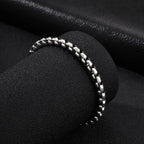 Braided Black Rope Bracelet — Stainless Steel