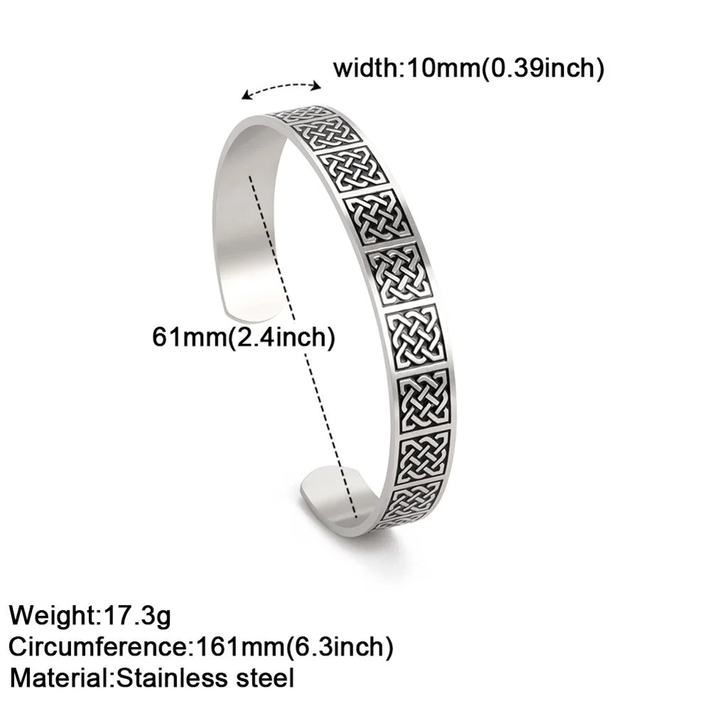 My Shape Vintage Viking Celtics Knot Bangles for Men Couple Stainless Steel Adjustable Open Cuff Bangle Bracelets