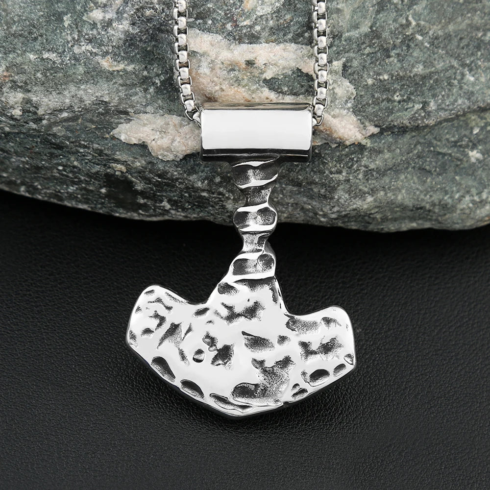 Compass Thor Hammer Steel Pendant Vintage Nordic