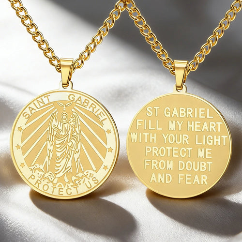 Dawapara Archangel Gabriel Pendant Necklace — Stainless Steel