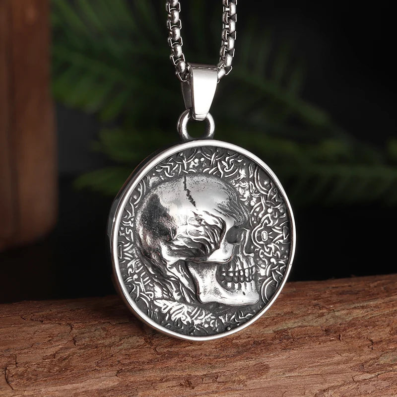 Cool Heavy Bicycle Chain Skull Motorcycles Engine Metal Pendant Jewelry Motor Biker Skull Cross Men Pendant