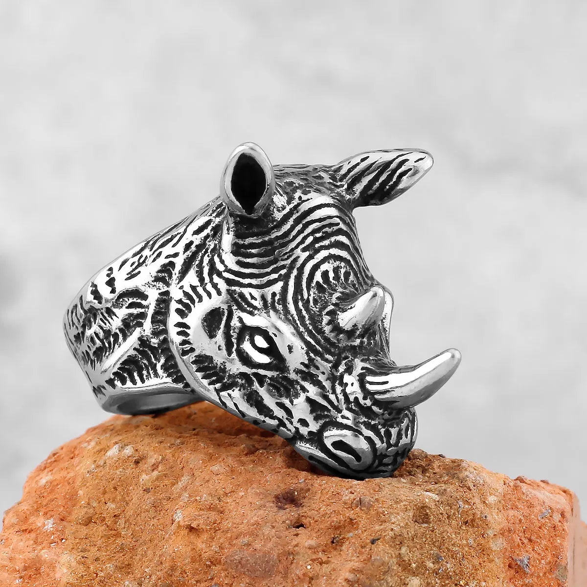 Big Rhino Animal Ring — Stainless Steel