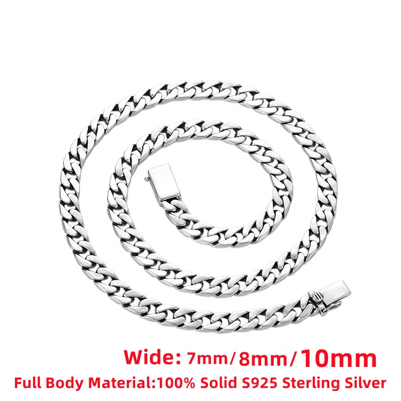 100% Solid S925 Sterling Silver Necklace For Men Women 925 Silver Chains Original Certified Punk Couple Jewelry Gift